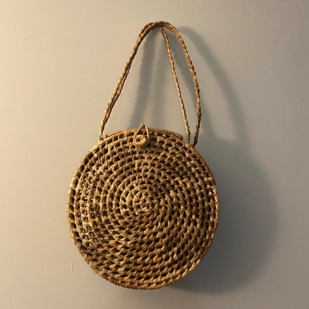 Vintage Rattan Circle Bag